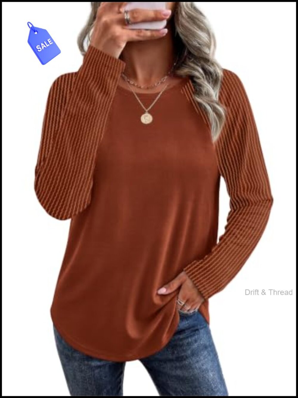 Womens Lightweight Crewneck Tunic Sweatshirt Long Sleeve Pullover